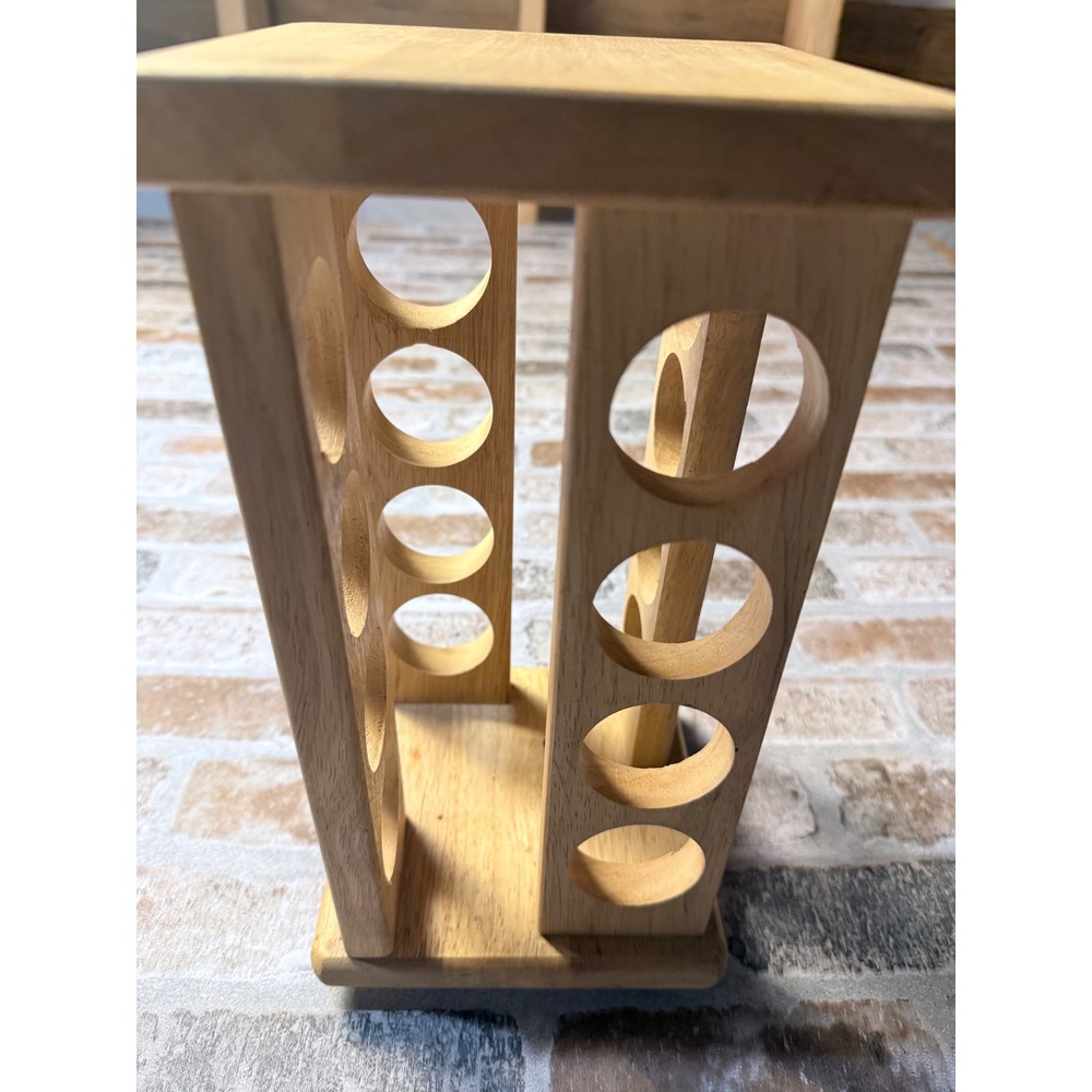 Winsome Wood Rotating 16 Jar Spice Rack Square Natural Wood Lazy Susan Organizer - Picture 2 of 6